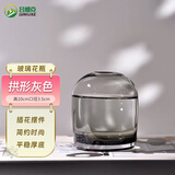 吕姆克花瓶玻璃摆件插花干花客厅书房摆件工艺品水培水养容器小号灰7771