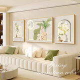 猫九酱奶油风客厅装饰画大气轻奢沙发背景墙挂画吉象卧室床头三联壁画