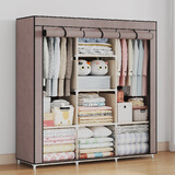 蜗家 布衣柜简易衣柜加粗防尘双人租房宿舍卧室组装收纳衣服柜储物柜 1611咖啡色【长118*深45*高165】