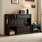 森美匠心法式复古实木入户鞋柜新款家具2024中古家用门口一体靠墙 格温伸缩鞋柜+换鞋凳