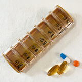 CiNii德国制造小药盒旅行便携分装随身小药盒 一周7天七格原装进口 香槟金