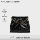 CHARLES&KEITH子母链条大容量流浪包托特包单肩斜挎包女包生日礼物CK2-40671449 Black黑色 L