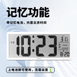 汉时（Hense）LCD大屏电子时钟客厅挂墙挂钟桌面台钟wifi自动对时家用钟表HA88 B款白色（增加星期显示)