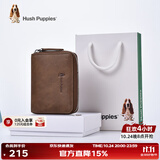 暇步士（Hush Puppies）卡包真皮零钱包男士证件夹风琴式拉链卡片包名片夹礼物送男友 卡其色HC-1811046W-2415
