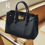 KH Design明治女包轻奢大容量通勤包手提包女高级感新款高级感小众单肩包潮 黑色（大号）