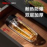SIMELO施美乐大师玻璃杯加厚双层耐高温男女士商务办公泡茶杯270ML雅黑