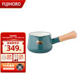 FUJIHORO 日本进口珐琅奶锅 铸铁锅单柄汤锅搪瓷宝宝辅食锅婴儿辅食锅奶锅 湖蓝【无盖】 12cm