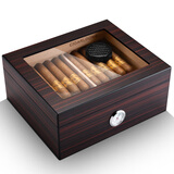茄龙（CIGARLOONG） 雪松木雪茄盒古巴雪茄保湿烟盒便捷式雪茄保湿盒CL-1001 黑檀木纹双层