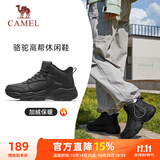 骆驼（CAMEL）加绒女鞋高帮休闲父亲秋冬保暖棉鞋 K24C36L3627 黑色 36