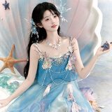 十三余小豆蔻儿[朵莉亚 人鱼之歌-王者荣耀联名]汉元素大袖吊带裙 吊带罩裙(含配饰) 现货 S