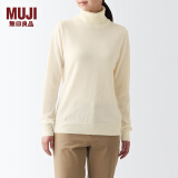 无印良品（MUJI）女式 颈部使用了棉的 可水洗高领毛衣 长袖打底针织衫 BAG15A2A 米白色 XS (150/76A)