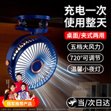 YOUMAKER小风扇usb/电风扇/小电扇桌面/台扇办公宿舍学生户外大风力床头车载迷你便携婴儿车壁挂夹式充电扇 充电款-蓝色【6寸大风扇】4000mAh充插两用