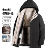 北极绒羽绒服男中老年脱卸款加厚保暖老年人外套男装冬爸爸装活里活面 6615-黑色 XL 【可穿125-140斤】