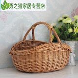 菜篮子手提藤编 野餐篮 买菜篮子柳编藤编野餐篮子鸡蛋篮花篮购物