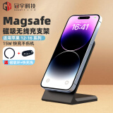 GY磁吸无线充电器magsafe支架快充适用iphone16Promax/15plus/14/13mini/12苹果apple手机立式底座 黑色磁吸Magsafe无线充+磁吸环