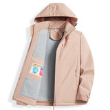 西域骆驼（VANCAMEL）短外套女男2025新爆款加绒风衣小个子防风加厚工装夹克单层冲锋衣 9930S子鸢粉-女【纯色】 XL