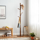 林氏家居 衣帽架落地实木简易立式收纳衣服架子北欧现代简约置物挂衣架 【胡桃色】G7实木衣帽架