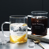 全适欧式带把手灯工高硼硅玻璃杯耐高温字母早餐杯饮料茶牛奶杯450ml