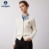 Navigare意大利小帆船秋冬款女士全羊毛外套绞花毛衣针织开衫2334094508