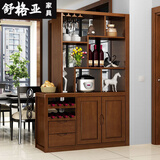 舒格亚现代中式客厅隔断柜实木酒柜双面间厅柜玄关柜进门鞋柜置物架屏风 1.3米四色可选 胡桃色