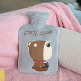 乐尚星热水袋注水加厚防爆暖水袋PVC暖手宝学生情侣宿舍痛经暖腰暖腹袋 灰色憨憨熊1000ML 推荐