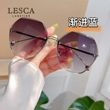 LESCA LUNETIER新潮女网红防紫外线太阳眼镜渐变进蓝色