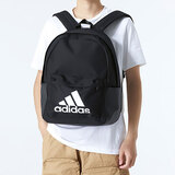 adidas阿迪达斯双肩包 学生书包男女包电脑包休闲训练健身包旅行包背包 黑色 HG0349