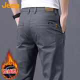 JEEP休闲裤男秋冬季商务宽松裤子男士潮流直筒百搭男裤深灰加绒31
