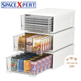 SPACEXPERT 衣物储物箱抽屉式收纳盒 5L PP材质 可叠加 3个装 透明白 衣物收纳箱