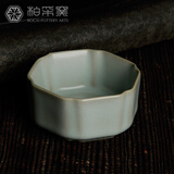 柏采汝窑茶杯 停产早期粉青收藏 柏采窑BR-05大 小 六角杯 六棱六方杯 小号50ml（蓝字）