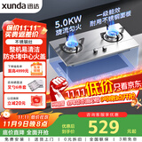 迅达（XUNDA）燃气灶天然气灶家用双灶具台嵌两用5.0KW旋流火灶不锈钢面板一级能效 Q1SA-天然气