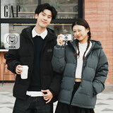 盖璞（GAP）男装秋季款logo宽松连帽泡芙羽绒服百搭简约外套791896 深灰色 2XL (185/104A)亚洲尺码 【偏大，建议拍小一码】