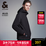 杰克·琼斯（JACK&JONES）男装秋季新款时尚保暖加绒登山服男士三防户外夹克连帽软壳外套男 E43 纯黑色 175/96A/M