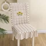 绚嘉椅子套罩餐椅套2025新款连体椅垫现代简约家用饭店一体餐椅套靠背 向阳花米白色【加棉加厚】 连体椅垫1个