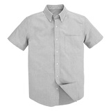 凡客诚品vancl休闲短袖衬衫男 牛津纺 领尖扣 短袖 男款 灰色 S