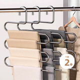 加度 不锈钢裤架【2个装】挂裤子用衣架子家用多层多功能衣柜收纳神器