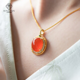 《宋仕》天然南红玛瑙吊坠女款红宝石项链高级感送女友送妈妈礼物 宋仕 天然冰红南红玛瑙吊坠赠银链（含鉴定证书）