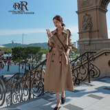 clotho Rennie品牌双排扣收腰系带风衣女中长款2025春秋新款韩版宽松气质外套 卡其色 L