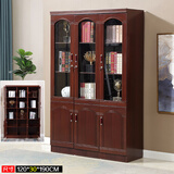 古鲸文件资料柜档案柜办公柜办公室落地柜子储物柜带抽屉锁玻璃门木质 373#三门文件柜纸皮款 15mm