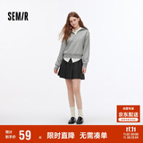 森马（Semir）半身裙女学院风显瘦短裙俏皮小个子秋灰色格子百褶裙101524120012