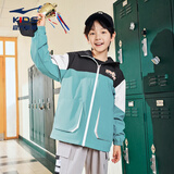 鸿星尔克（ERKE）童装男女中大童风衣儿童冬季加厚保暖防风连帽外套山岚绿140