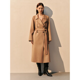 太平鸟女装毛呢大衣大师甄绒系列浴袍双面毛呢赫本风 驼色1 XS
