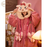 果壳（Gukoo）睡袍女冬季玛丽猫珊瑚绒睡衣加绒可爱女士家居服 玛丽猫睡袍 L 