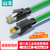 山泽（SAMZHE）超六类工业拖链网线 Cat6A高柔双屏蔽纯铜万兆Profinet伺服坦克成品线缆 绿色 1米 SPFC6A-10