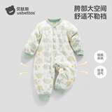 贝肽斯婴儿衣服夹棉连体衣秋冬加厚保暖新生幼儿宝宝冬季外出棉服