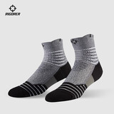 准者氢1中筒篮球袜篮球袜子男运动跑步专业训练加厚毛巾底精英低帮短筒 浅灰/黑
