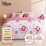 迪士尼（Disney）四件套纯棉100%全棉A类床单被罩枕套件双人床品草莓熊1.5-1.8m床