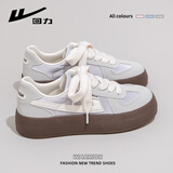 回力女鞋厚底帆布鞋女2025夏秋新款德训鞋网红百搭休闲鞋学生运动板鞋 灰银米 37