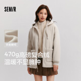 森马外套女仿羊羔毛摇粒绒双面穿连帽重磅夹克24新款109724108002