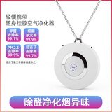 伦和小型便携式挂脖随身负离子空气净化神器学校办公室防吸除甲醛二手烟味雾霾花粉学生感消毒杀菌甲流 白色